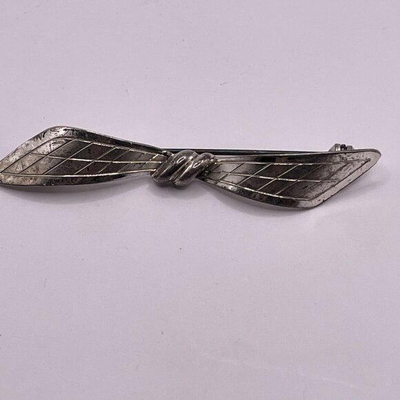 Teka Theodor Klotz Old Art Nouveau 835 Silver Bow Brooch Pin Engraving Handmade - Picture 1 of 11